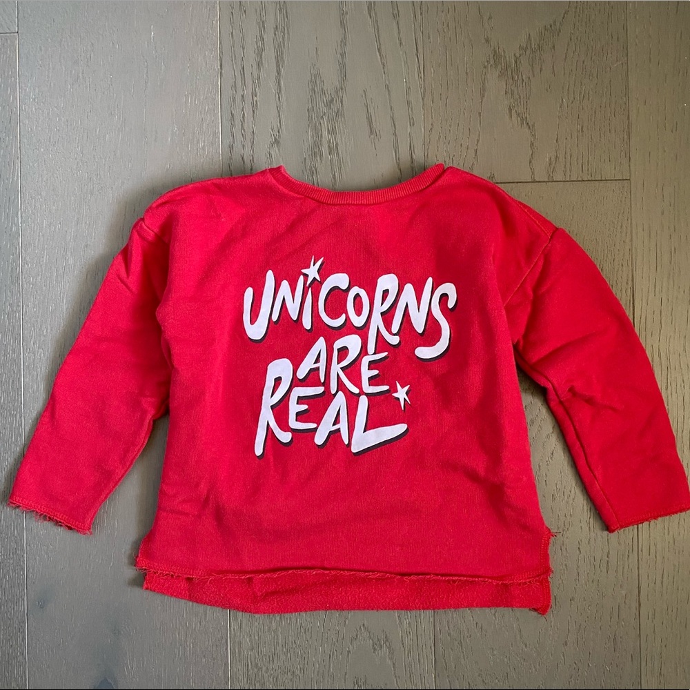 Zara girls unicorn red sweatshirt size 6